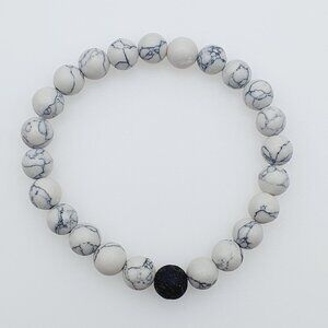 White Howlite & Lava Stone Bracelet, AZFA1086